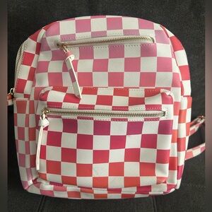 Under One Sky Pink and White Checkered Backpack
